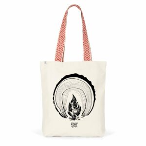 Totebag ethnique - anses rouges ou bleues - coton et polyester recyclés - Flamme