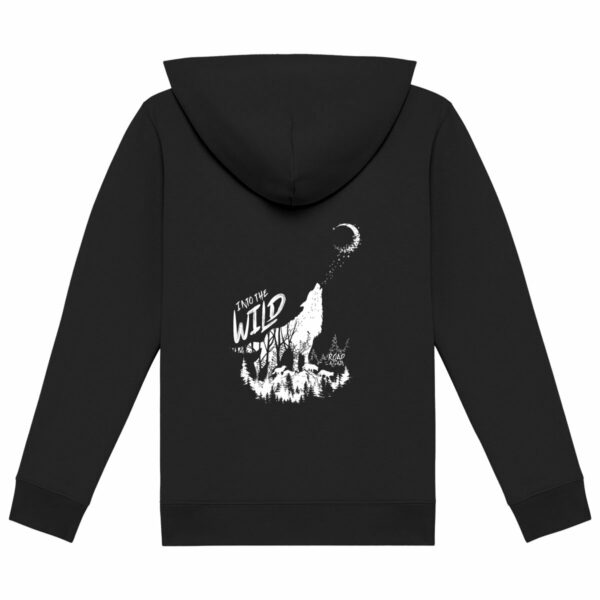 Sweat à capuche Enfant premium noir - coton bio et polyester recyclé - Loup