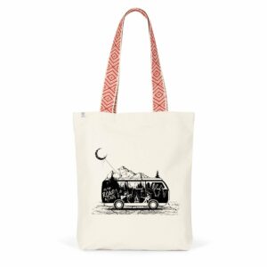 Totebag ethnique – anses rouges ou bleues – coton et polyester recyclés – VaNature