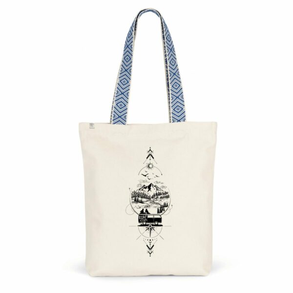 Totebag ethnique – anses rouges ou bleues – coton et polyester recyclés – Vanlife