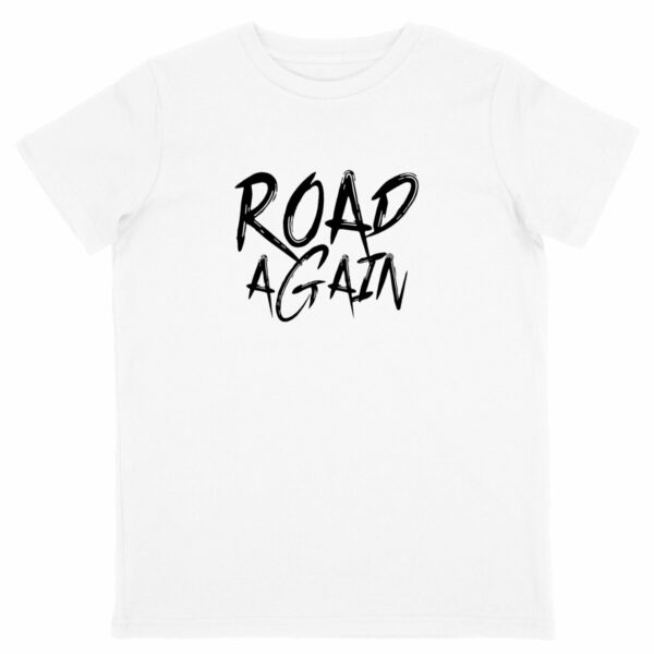 T-shirt Enfant unisexe blanc - coton en conversion bio - Road Again