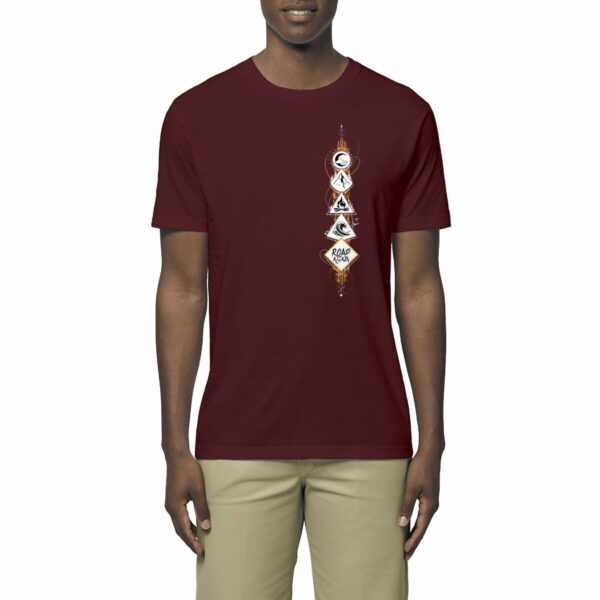 T-shirt Homme léger bordeaux en coton bio de la collection 4 éléments de Road Again