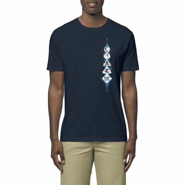 T-shirt Homme léger bleu marine en coton bio de la collection 4 éléments de Road Again