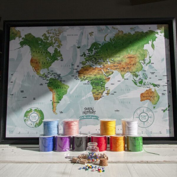 Carte du monde à épingler - serial trippers - version claire