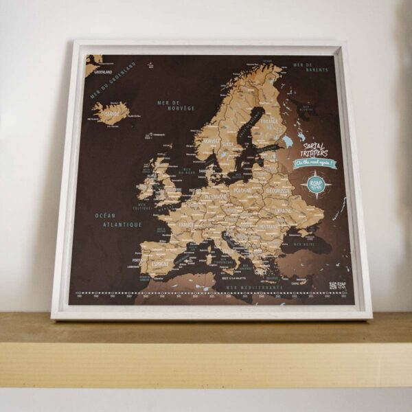Carte d'Europe épinglable Serial Trippers en version sombre