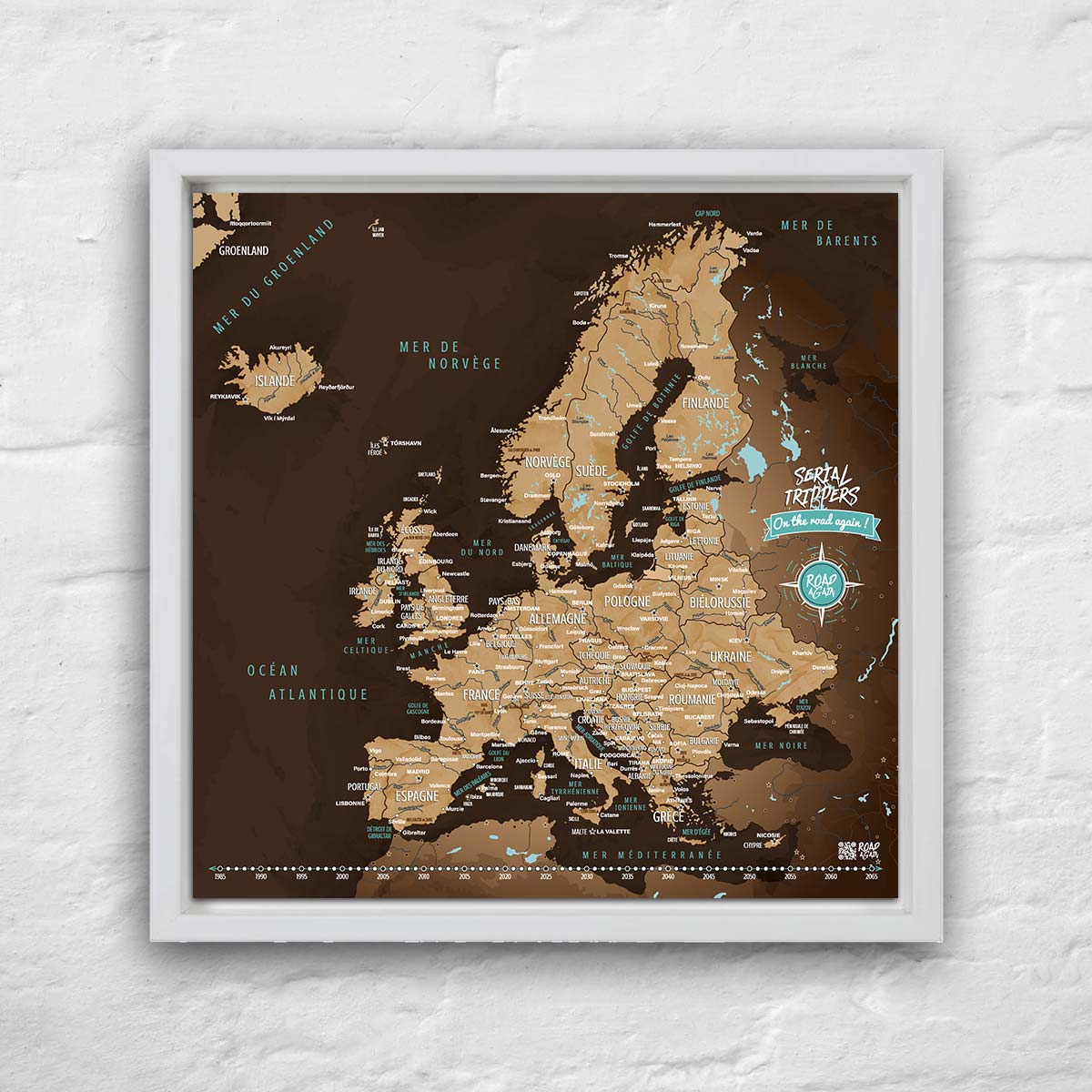 Simualtion de la carte d'Europe avec cadre blanc