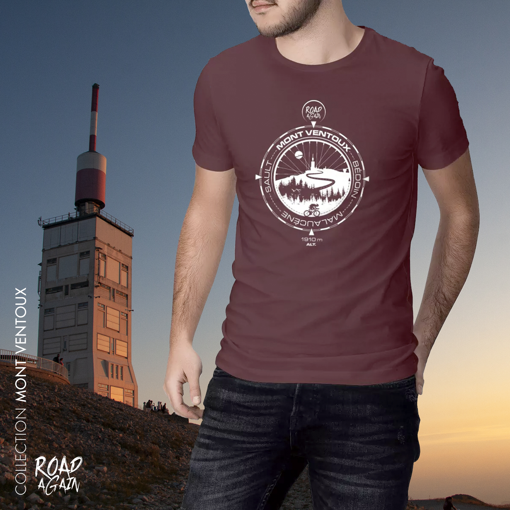 Tshirt Homme léger de la collection Mont Ventoux de Road Again