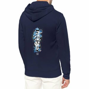 Sweat léger à capuche – coton bio et polyester recyclé – Randonnée - bleu