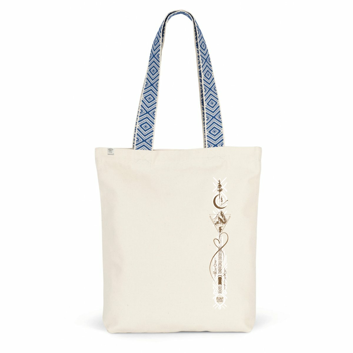 Totebag ethnique – anses et poche intérieure – coton et polyester recyclés – Futhark