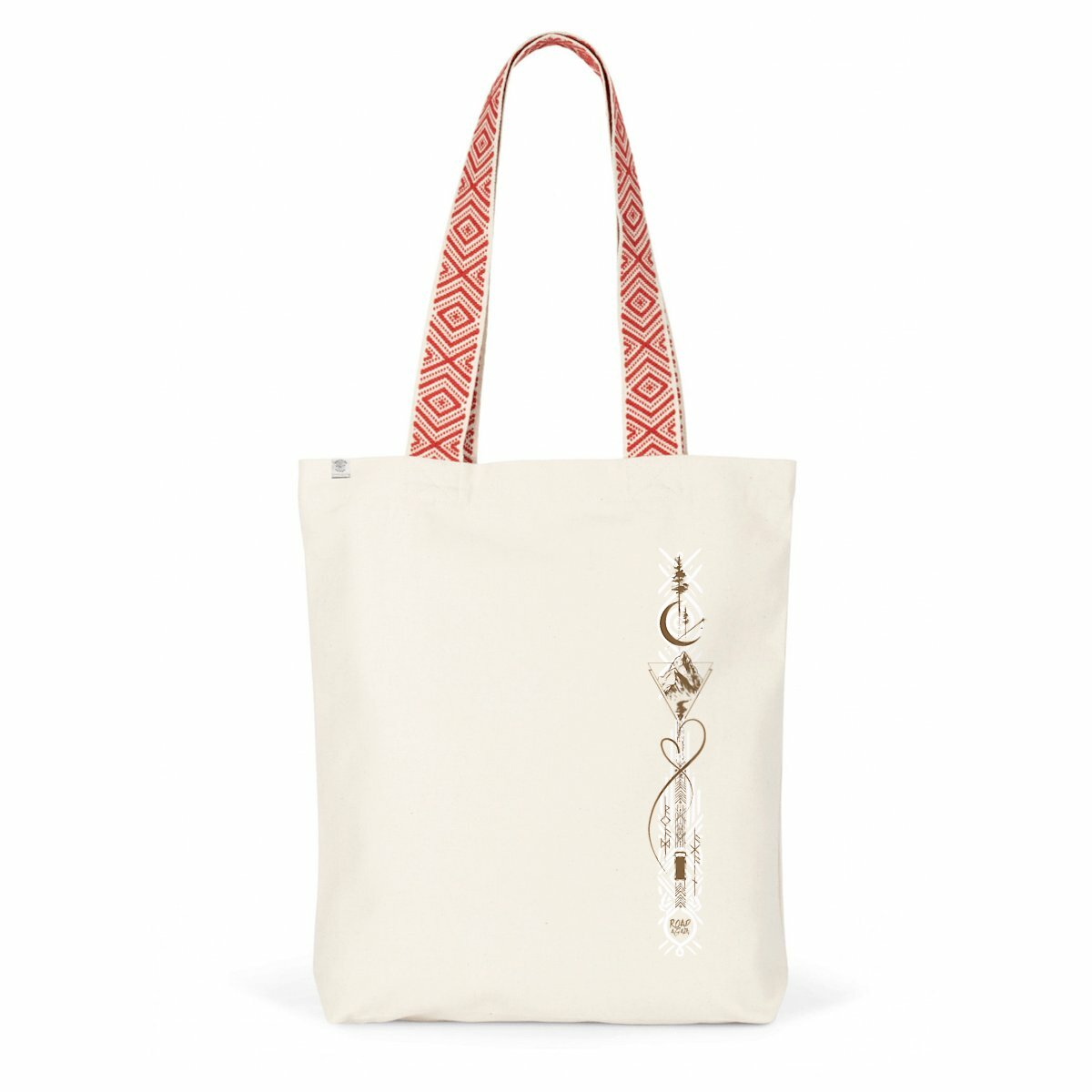 Totebag ethnique – anses et poche intérieure – coton et polyester recyclés – Futhark