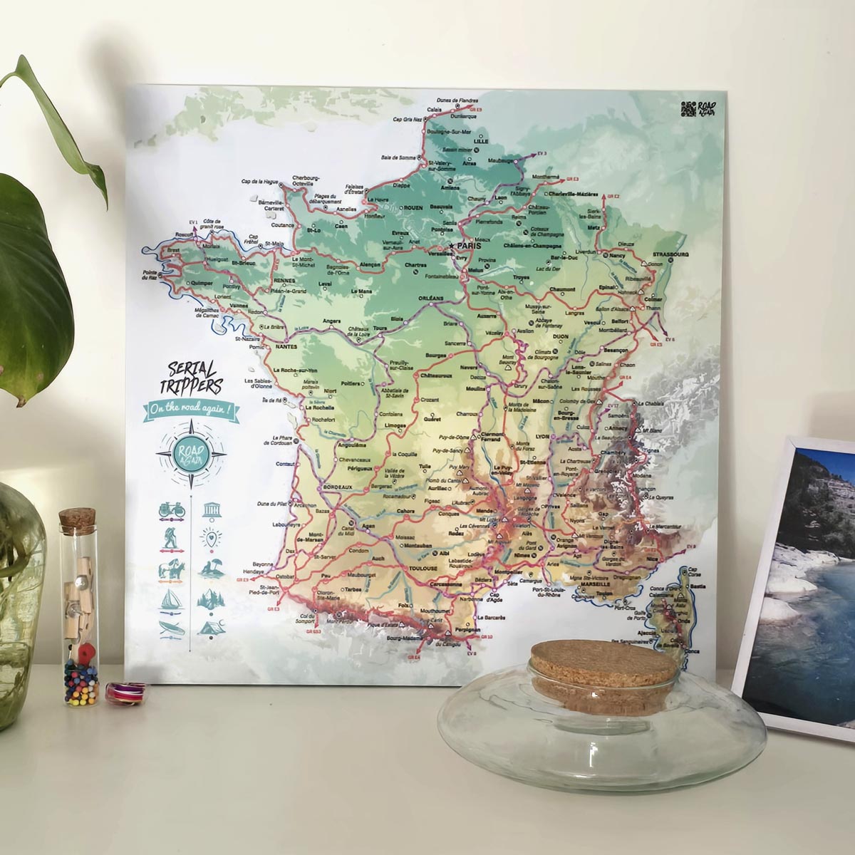 Carte de France à épingler voyages et excursions