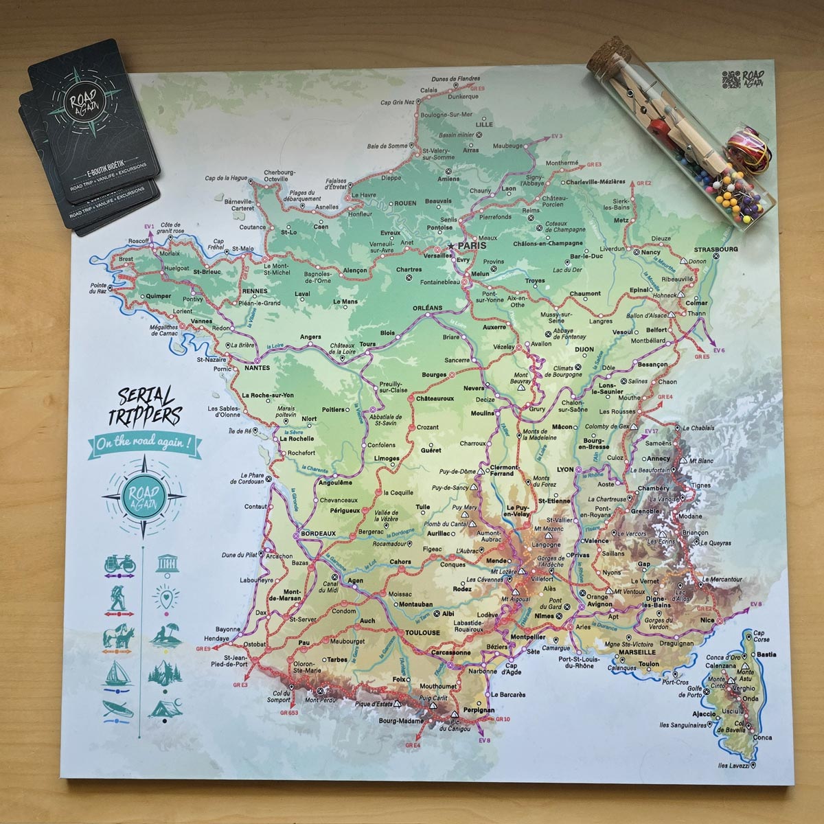 carte de France à épingler de la marque Road Again